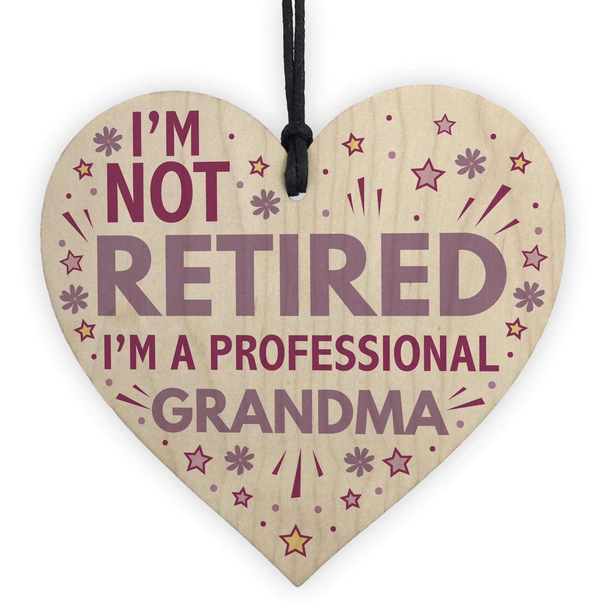 Red Ocean GRANDMA Wooden Heart Plaque Grandma Birthday From Grandchildren Christmas