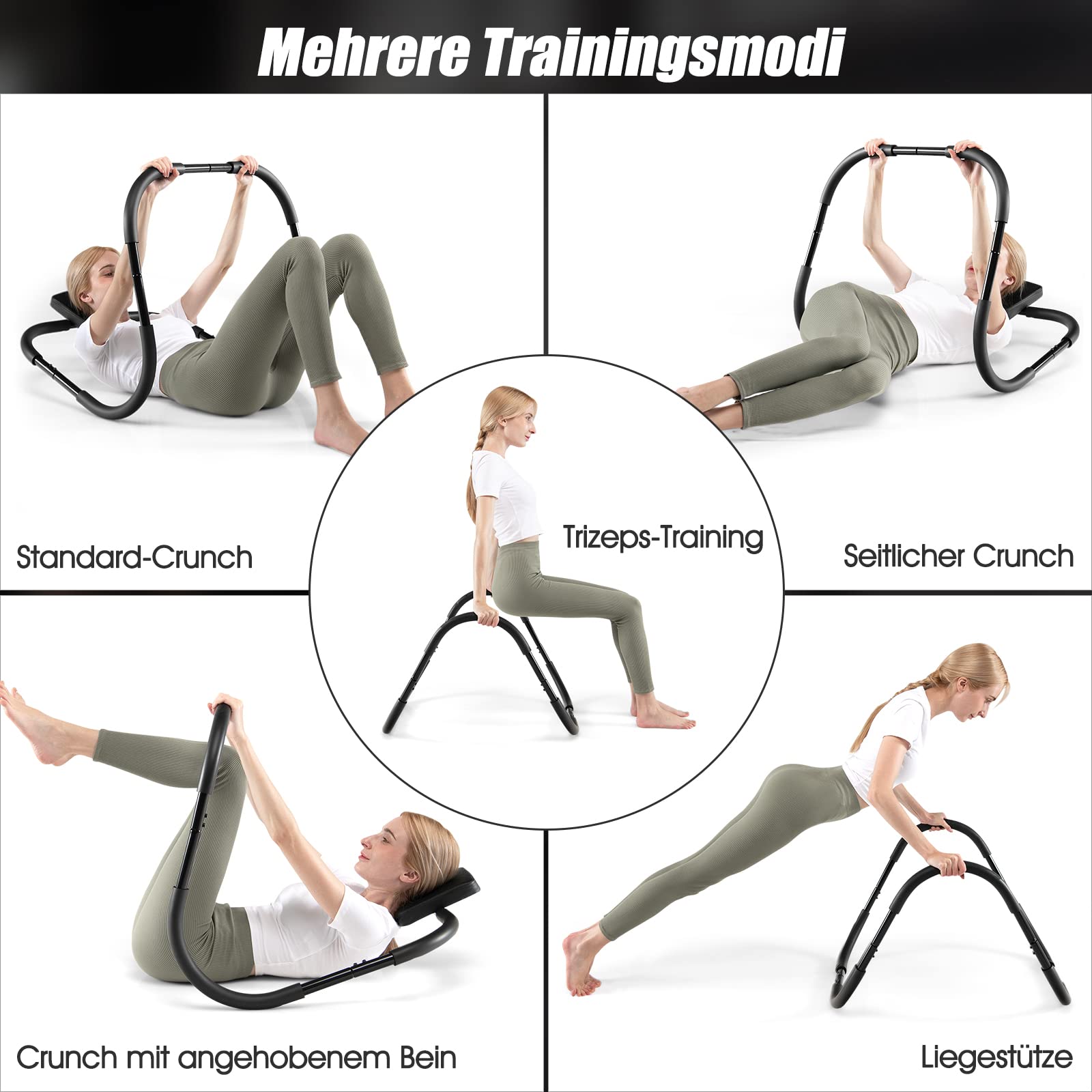 COSTWAY Ab Roller Bauchtrainer, 73 x 73 x 64 cm, Bauchmuskeltrainer Gerät, Situp Trainingsgerät, Po Trainer für Zuhause
