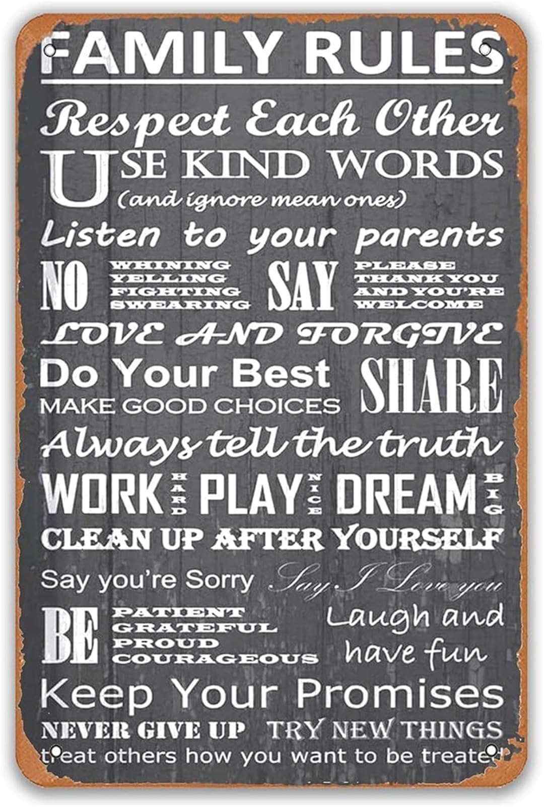 FNYUVNFAF House Rules Retro Metal Plaque Funny Warning Sign for Bar Shop Farm Entryway Home Decor 8 X 12 in