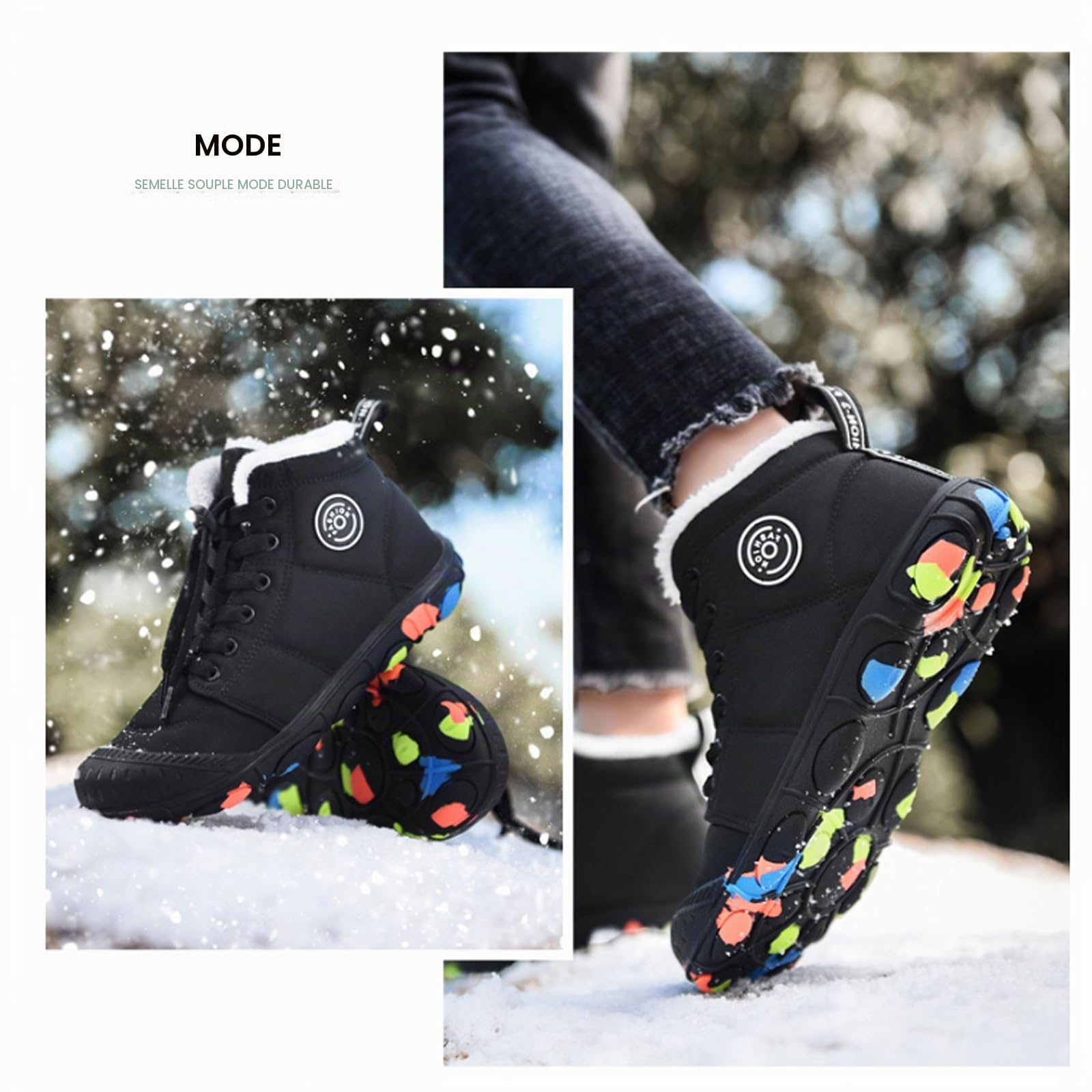 Chaussures pieds nus pour enfants - Imperméables - Chaussures pieds nus - Chaussures d'hiver pour enfants - Chaussures de randonnée légères et antidérapantes en caoutchouc