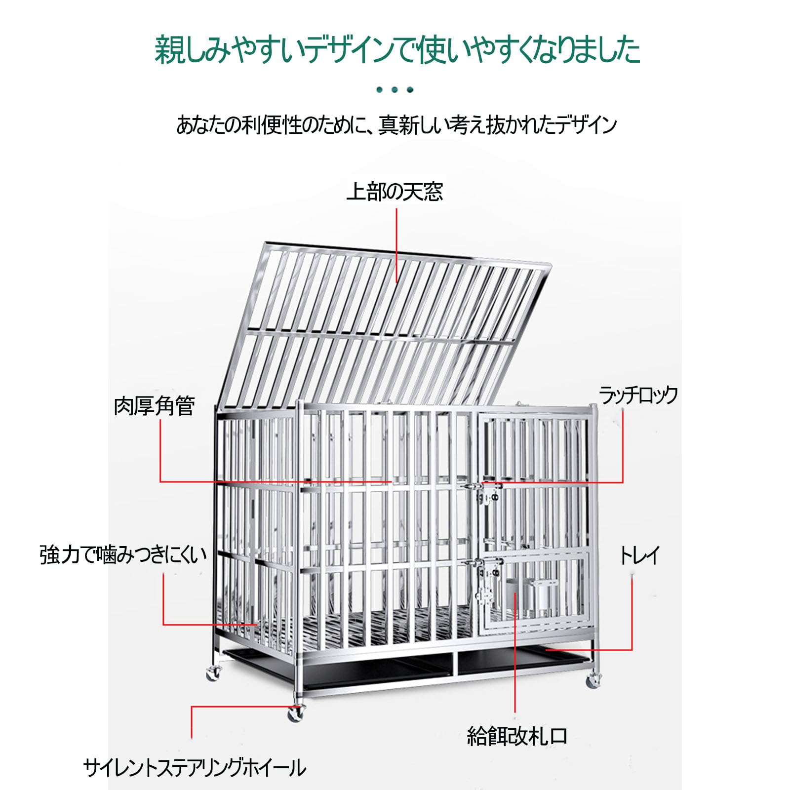 Amazon.co.jp: Vzfv 中大型犬用ステンレス折りたたみケージ、マット