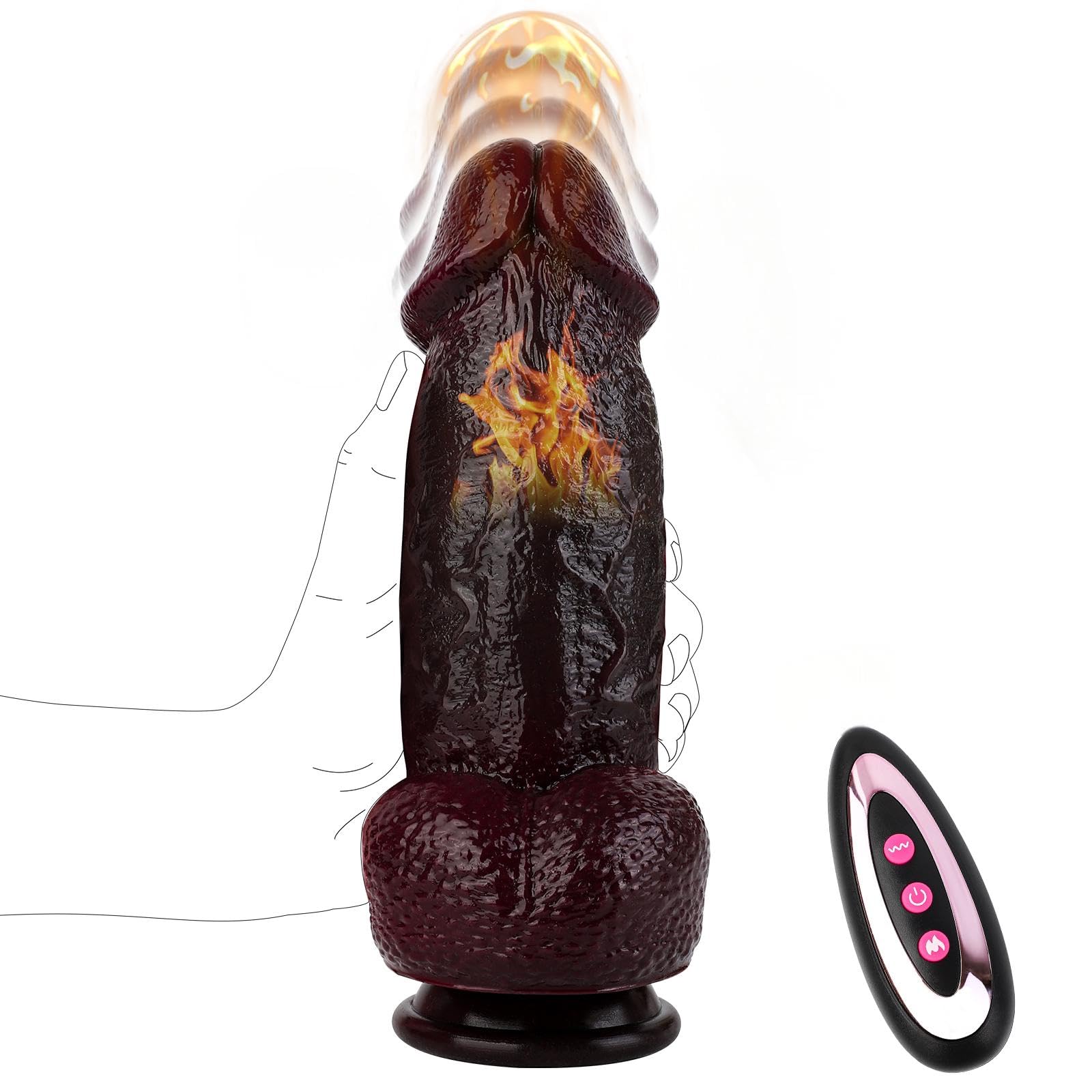Consolador clásico vibrador juguete sexual para la mujer, juguete sexual grande grueso realista consolador vibrador para mujeres con 3 golpes y 10 vibraciones, ventosa consoladores para parejas punto