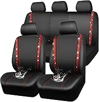 Vista 35 de CAR PASS - Juego de fundas de asiento para auto, cuero sintético impermeable con diamantes de imitación brillantes, para interior, universal, tiras