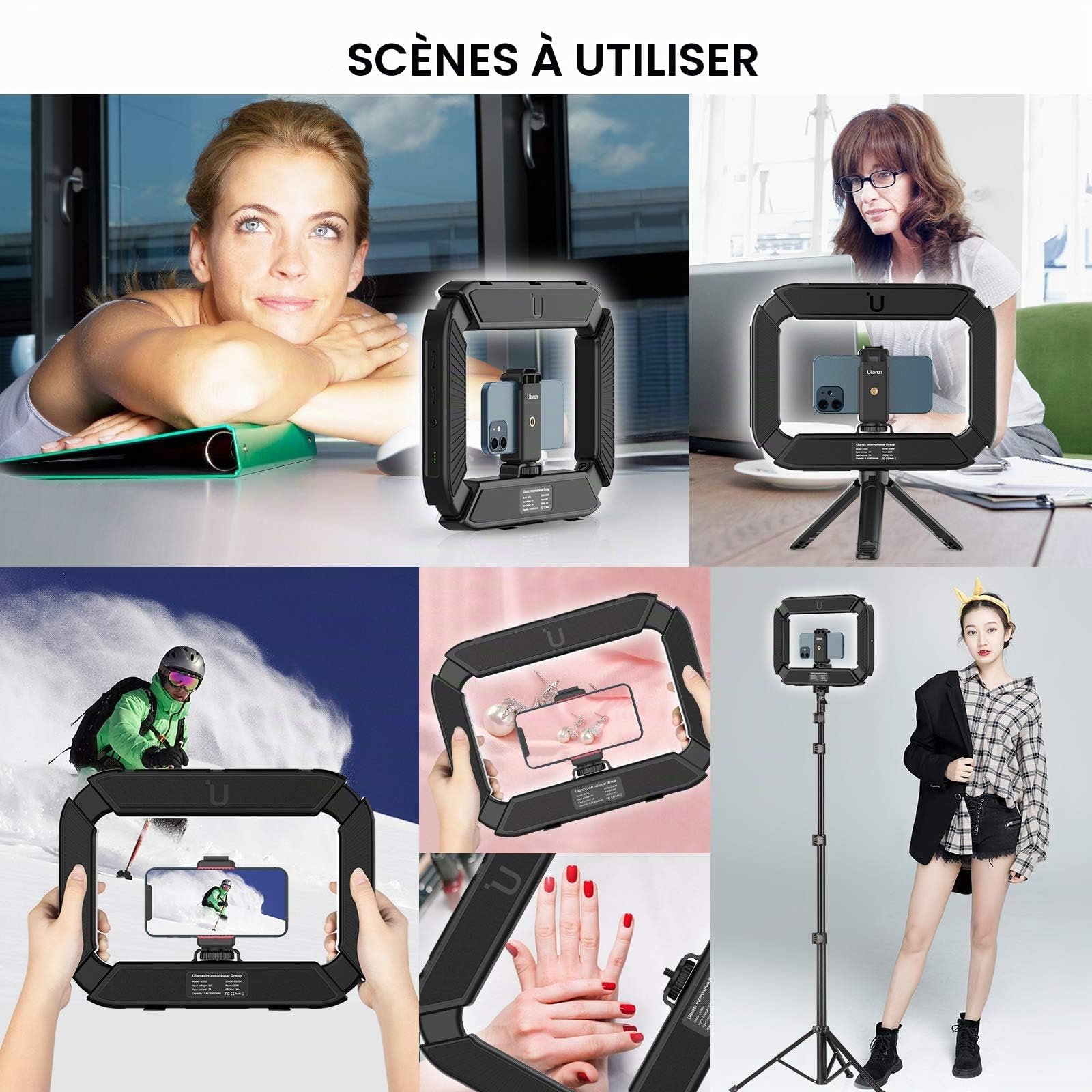 ULANZI U-Rig Smartphone Video Rig avec Lumière, stabilisateur Portable pour téléphone Portable avec Anneau Lumineux 8500 K pour la réalisation de Films en Direct Steam Tiktok Youtube Enregistrement