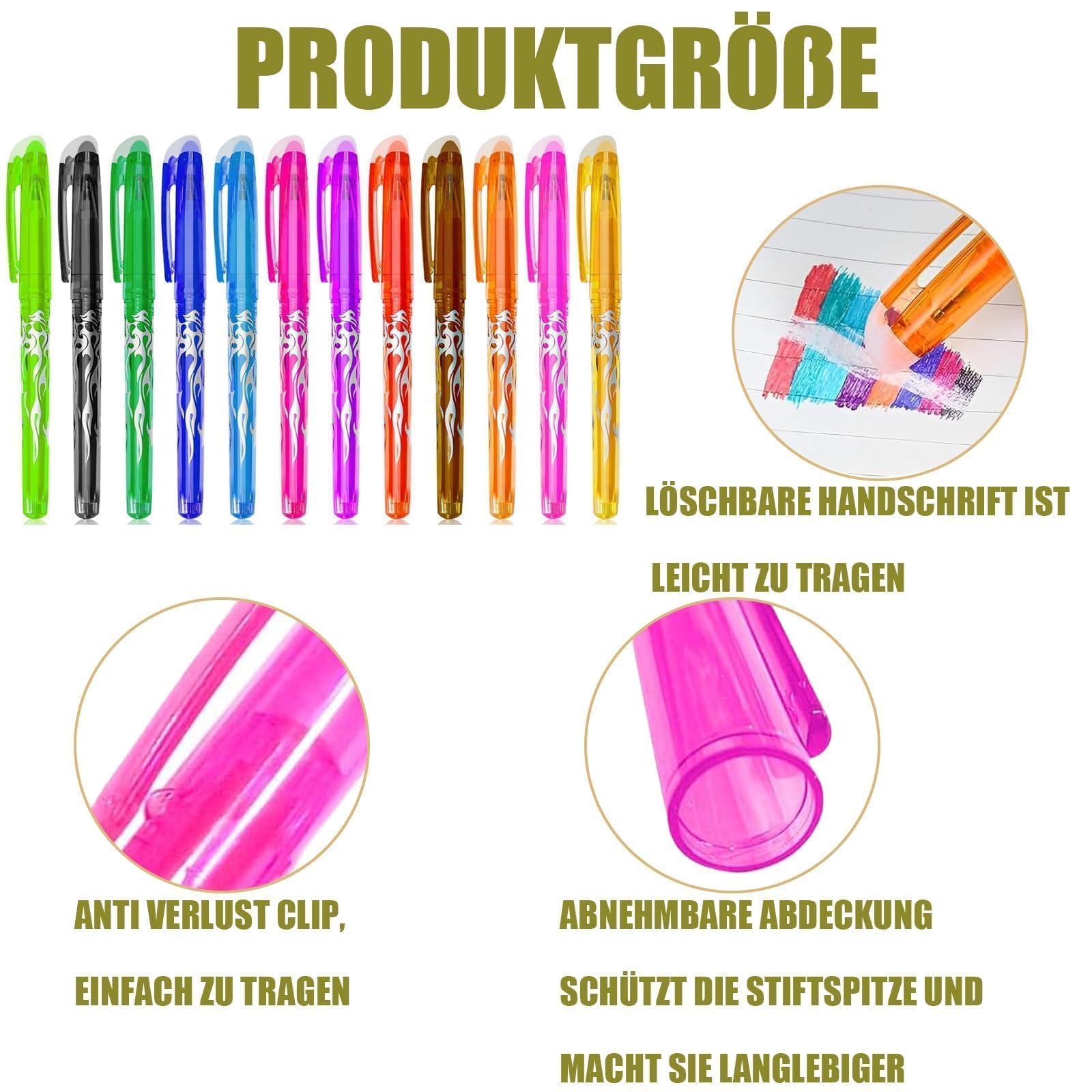 Lot de 18 stylos à bille effaçables - Stylo à bille effaçable - Pour fournitures de bureau, fournitures scolaires et étudiants