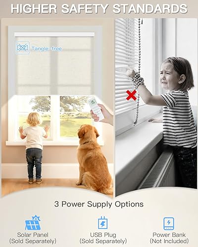 Miniatura 4 de Persianas enrollables motorizadas de filtrado de luz con control remoto, persianas inteligentes para ventanas compatibles con Alexa Google a través