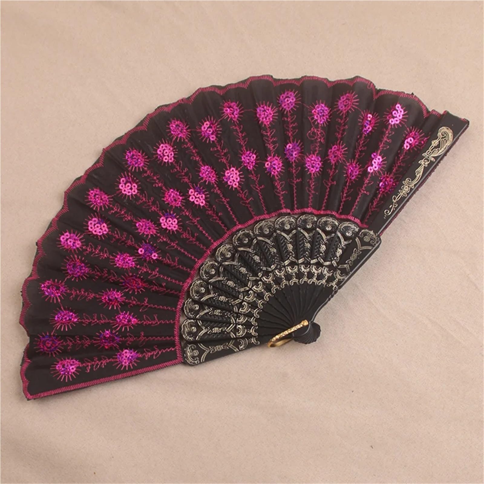 10 abanicos Plegables Bordados for Danza
