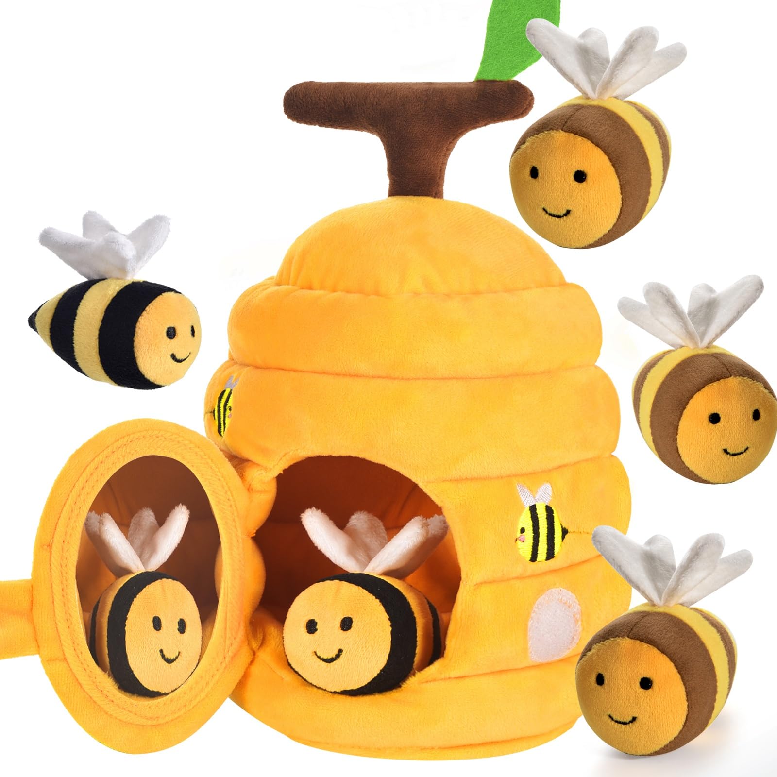 Juguetes Bebes 6-12 Meses- Colmena de Abejas con 5 Abejas Sensoriales, Montessori Juguetes Niños 1 Año, Sonajero, Papel Crujiente, Chirriadora, Espejo, Regalo Niñas y Niños de 6 9 12 18 Meses
