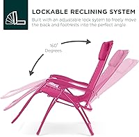 Vista 4 de Best Choice Products Silla reclinable de patio al aire libre de gran tamaño con gravedad cero, plegable, con portavasos y bandeja de accesorios