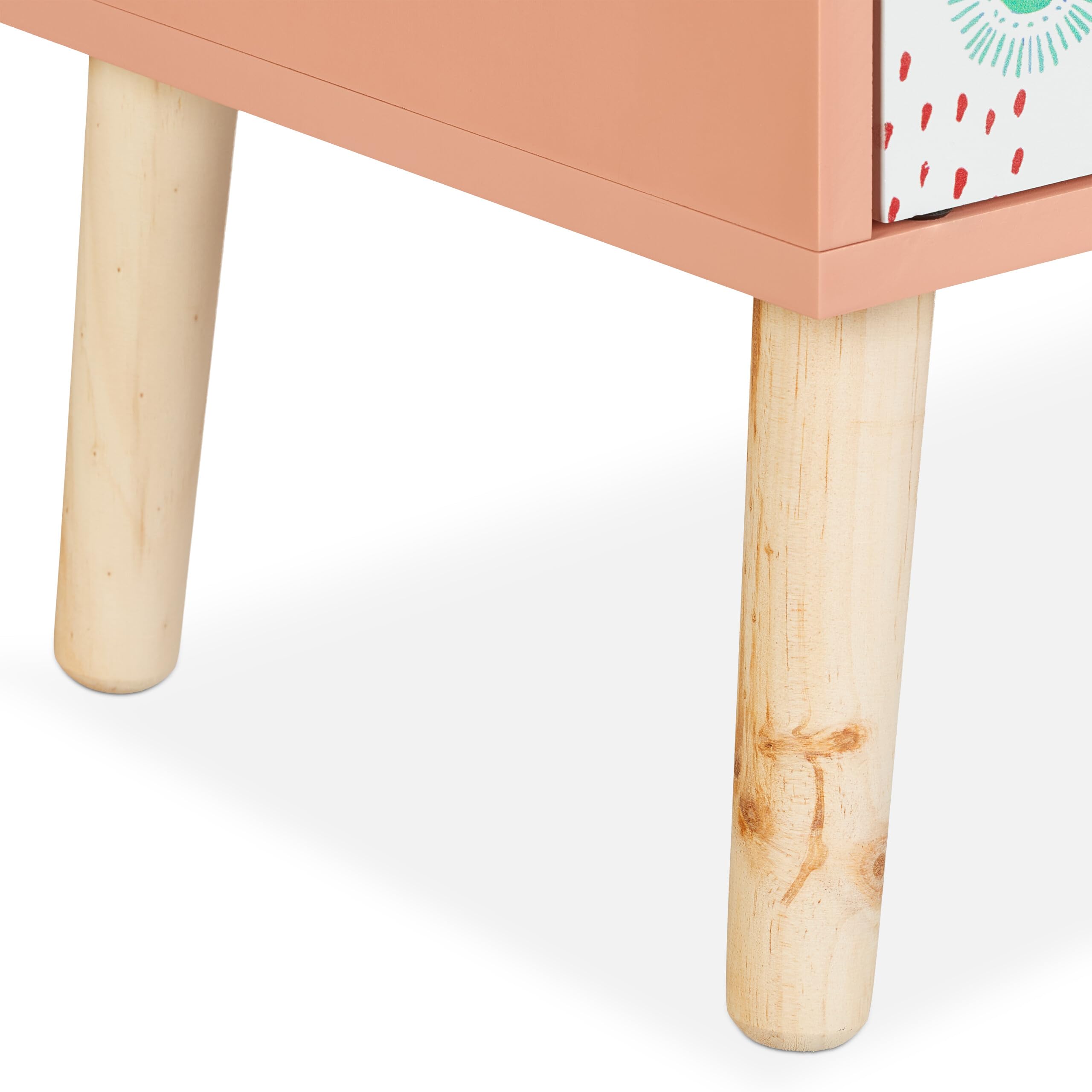 Relaxdays Table de Chevet, pour l'enfant, Case, Design météorologique, Bois de pin et MDF, HLP 41x40x30 cm, Multicolore