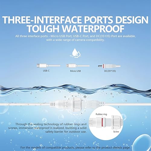 Miniatura 8 de Panel solar para seguridad de cámara de juegos y senderos, batería recargable integrada de 20000 mAh, USB-C y micro USB, CC (3.5 x 1.35) con