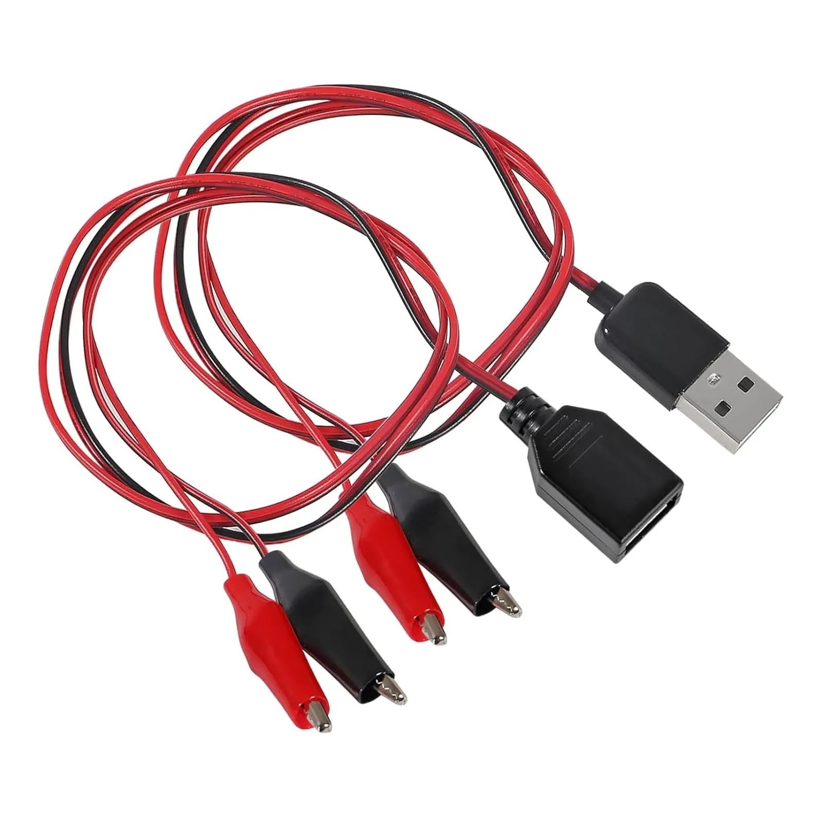 2 szt. kabel USB męski do Crocodile Clip Test Cable 50 cm Red Black Circuit Lead (2 szt. męski)