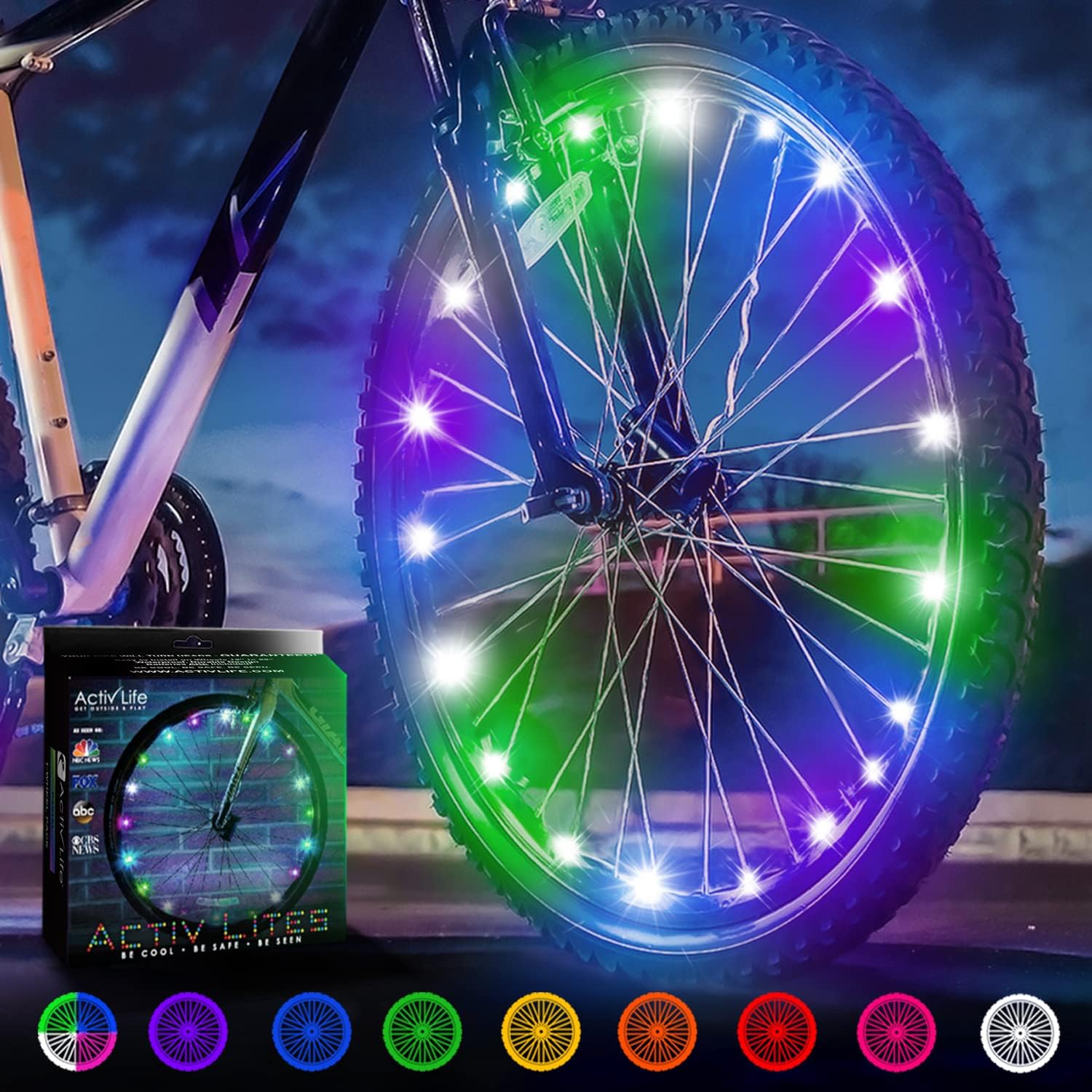 Activ Life LED Bike Wheel Lights with Batteries Included, Get 100% Brighter and Visible from All Angles for Ultimate Safety & Style (1 Tire Pack, Pastel)