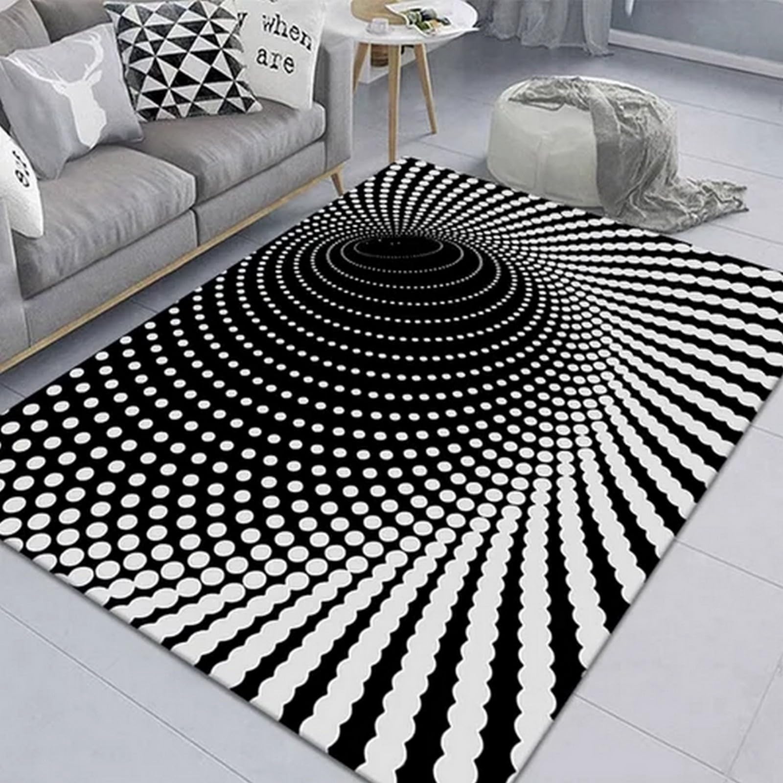Tapis de salon géométrique abstrait 180x280 cm en flanelle douce pour chambre d'enfant