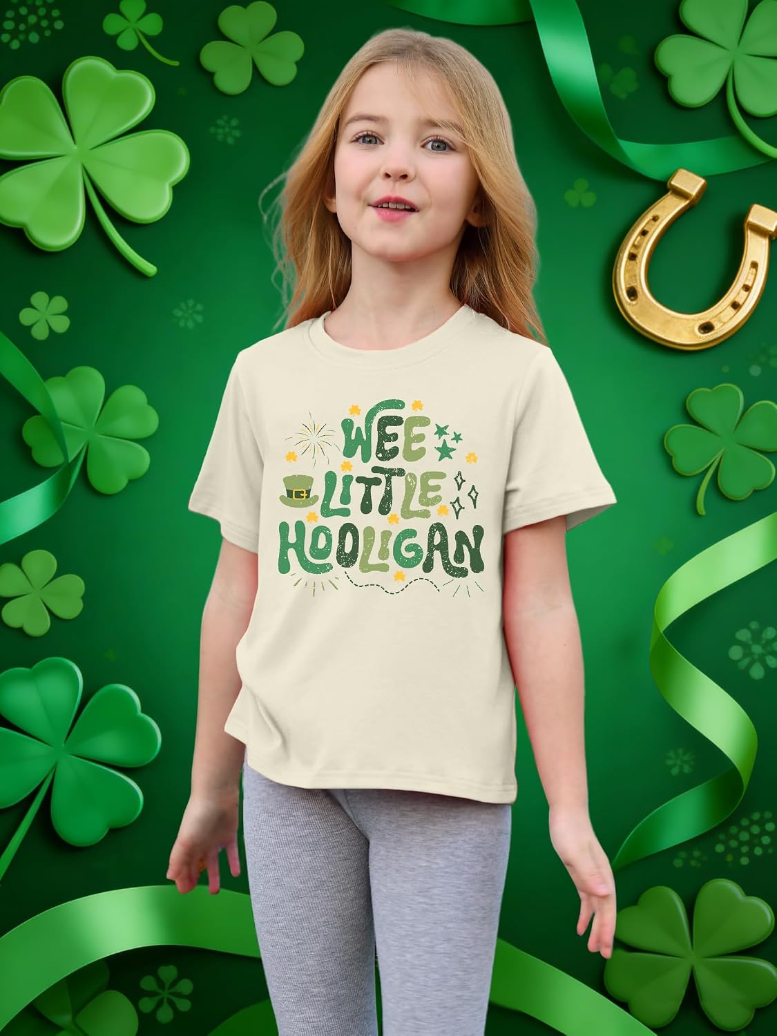 Kids St Patrick's Day Shirts Girls Irish Clover Print T Shirt Paddy's Day Shirt Shamrock Short Sleeve Tops 5-14y