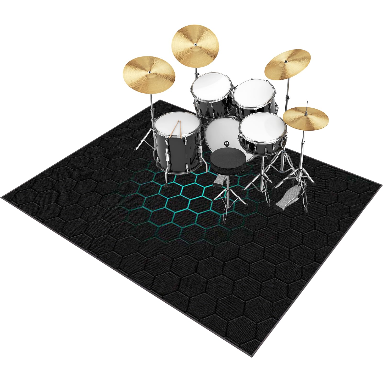 Schlagzeugteppich 120 x 70 cm Professionelles rechteckiges Schallschutz Trommelmatte Drum Teppich Elektronisches Schlagzeug Teppich Music Carpet Trommelteppich für Bass Snare Drum Schlagzeug Matte
