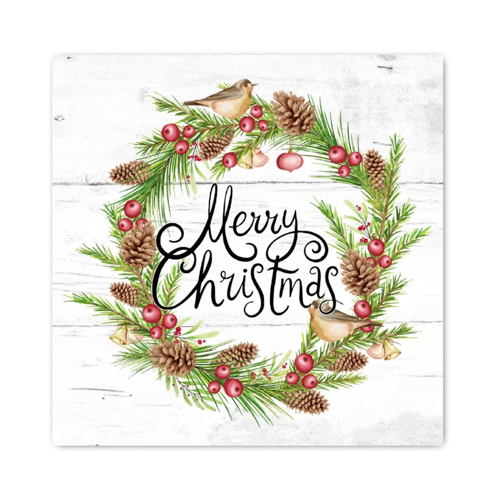 Décoration murale vintage en bois de Noël avec couronne et plaque Merry Christmas suspendue