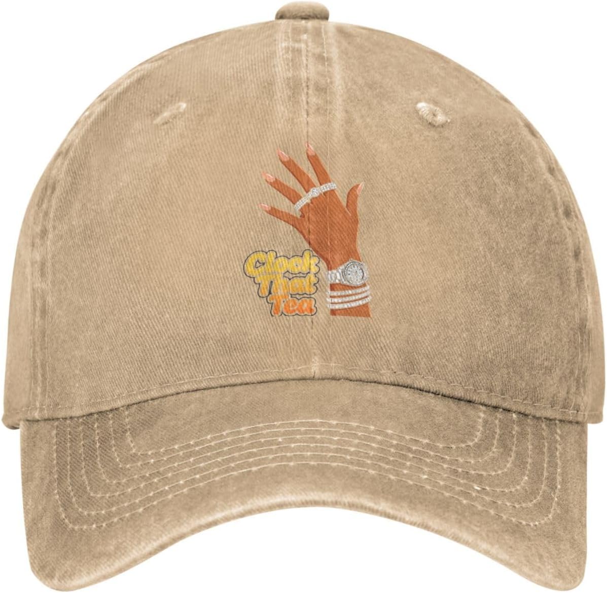 Clock that Tea Funny Gossip Sassy Attitude Quote Hats for Women Funny Washed Distressed Baseball Cap