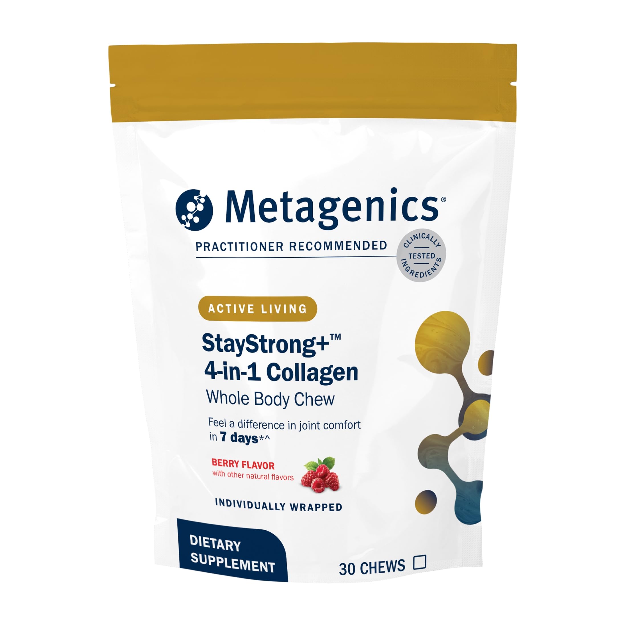 Metagenics StayStrong+ 4-in-1 Collagen Whole Body Chew, Berry, 30 Chews