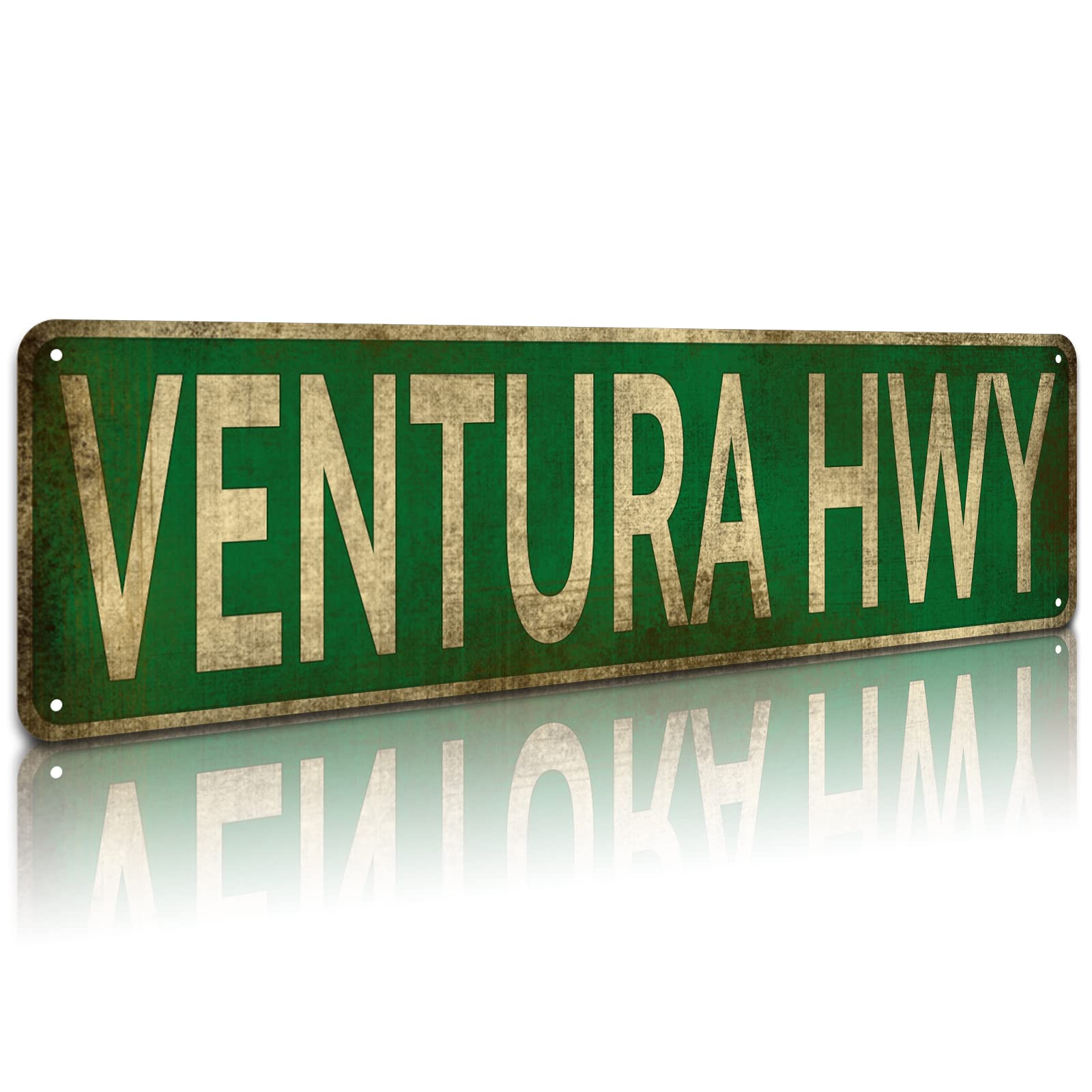 KooLL Ventura Hwy Road Street Sign, Vintage Metal Wall Plaques Wall Art OfficeHomeClassroom Decor 4'' x 16''