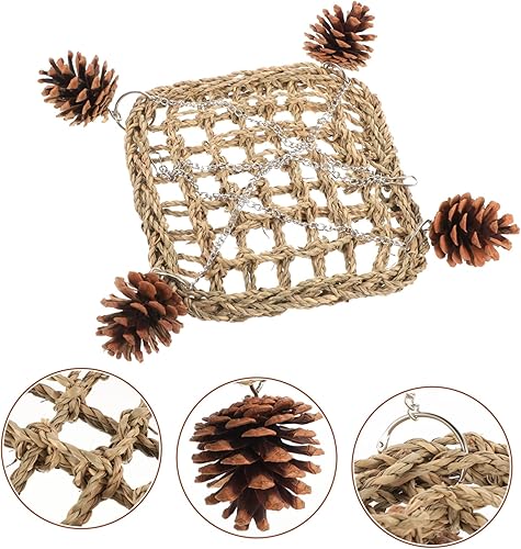 Miniatura 5 de Balacoo Hamaca para loros, jaula de pájaros, juguete de loro, juguetes para pájaros pequeños, juguetes de columpio de hierba marina, Jaulas para