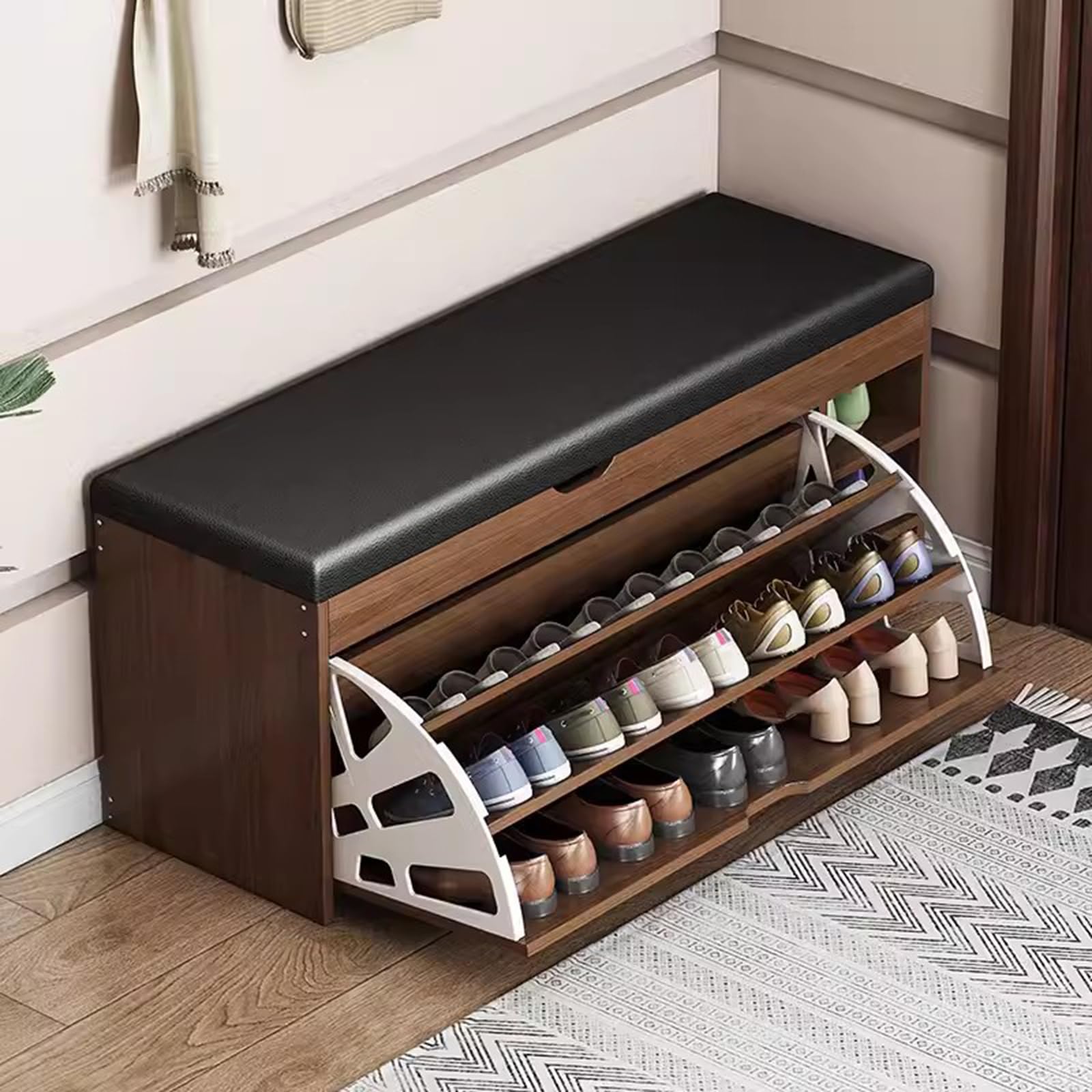 Banc à chaussures gain de place pour ranger vos souliers sans effort