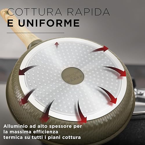 Miniatura 6 de Bambù - Juego de 6 utensilios de cocina, ollas y sartenes de aluminio fundido a presión, sartenes y cazuelas antiadherentes, seguro para inducción,