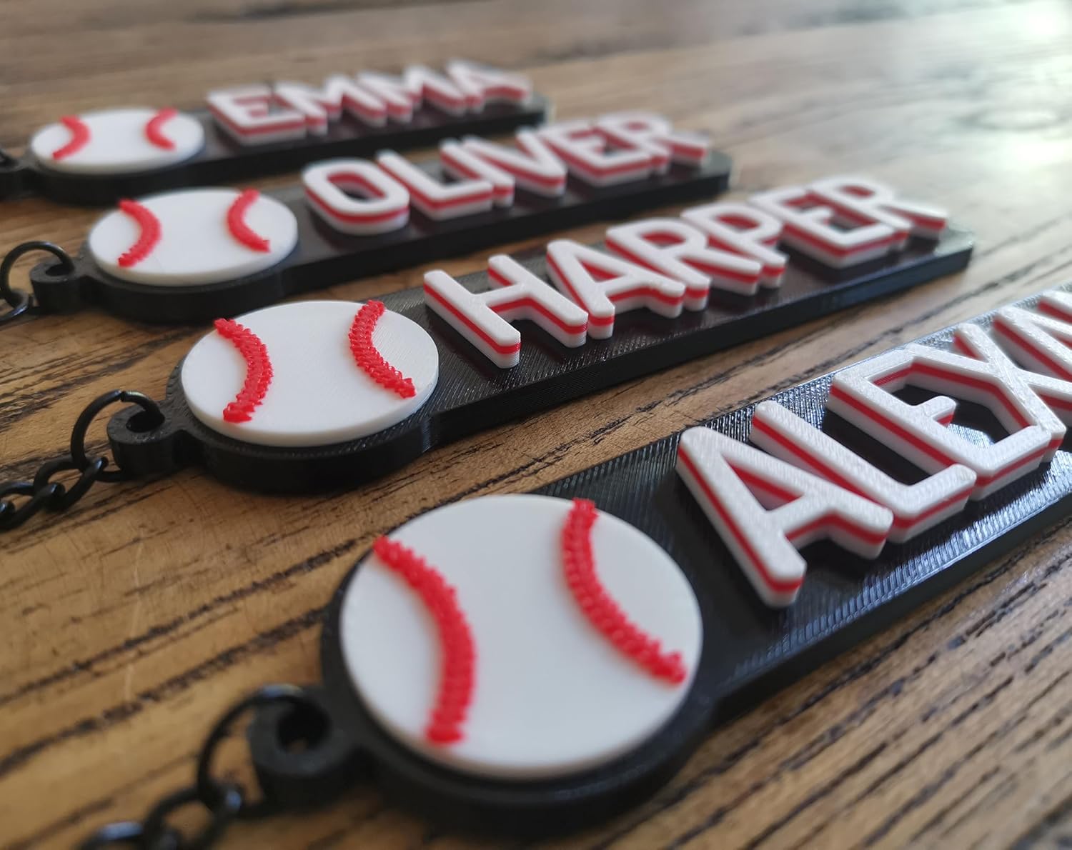 Set of 10/20/30 Personalized Custom Team Baseball Keychain Backpack charms name tag Keyring 3D Printed Game Day Sport Team Personalized Gifts