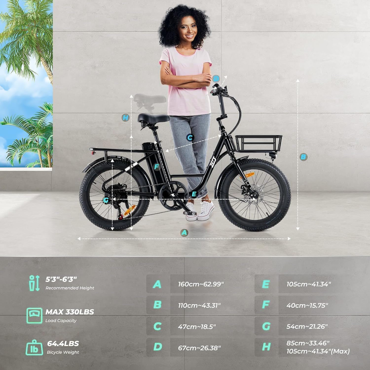 1000W Electric Bike for Adults, Fat Tire Ebikes 20" x 3.0 Electric Bicycle, 50-Mile Long Range, 48V Removable Battery Shock Absorber, 7-Speed Dual Disc Brakes Full Suspension Suitable for Commuting