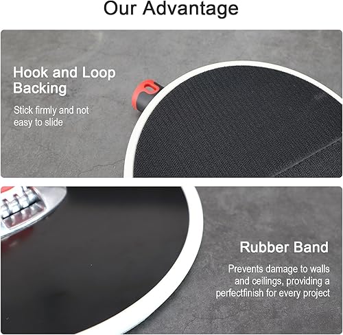 Miniatura 7 de SCOTTCHEN Lijadora radial de poste redondo de 9 pulgadas para pared seca incluye 3 discos de lijado de gancho y bucle de 80,100,150 granos