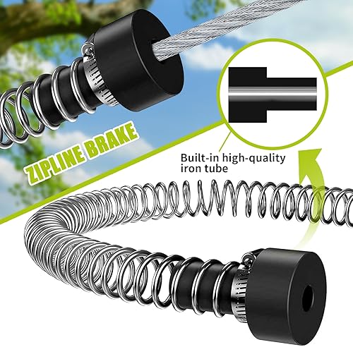 Miniatura 3 de TT TRSMIMA Kit de tirolesa de 150180200 pies para niños y adultos de hasta 330 libras - Carrito de diseño extraíble actualizado y asiento engrosado