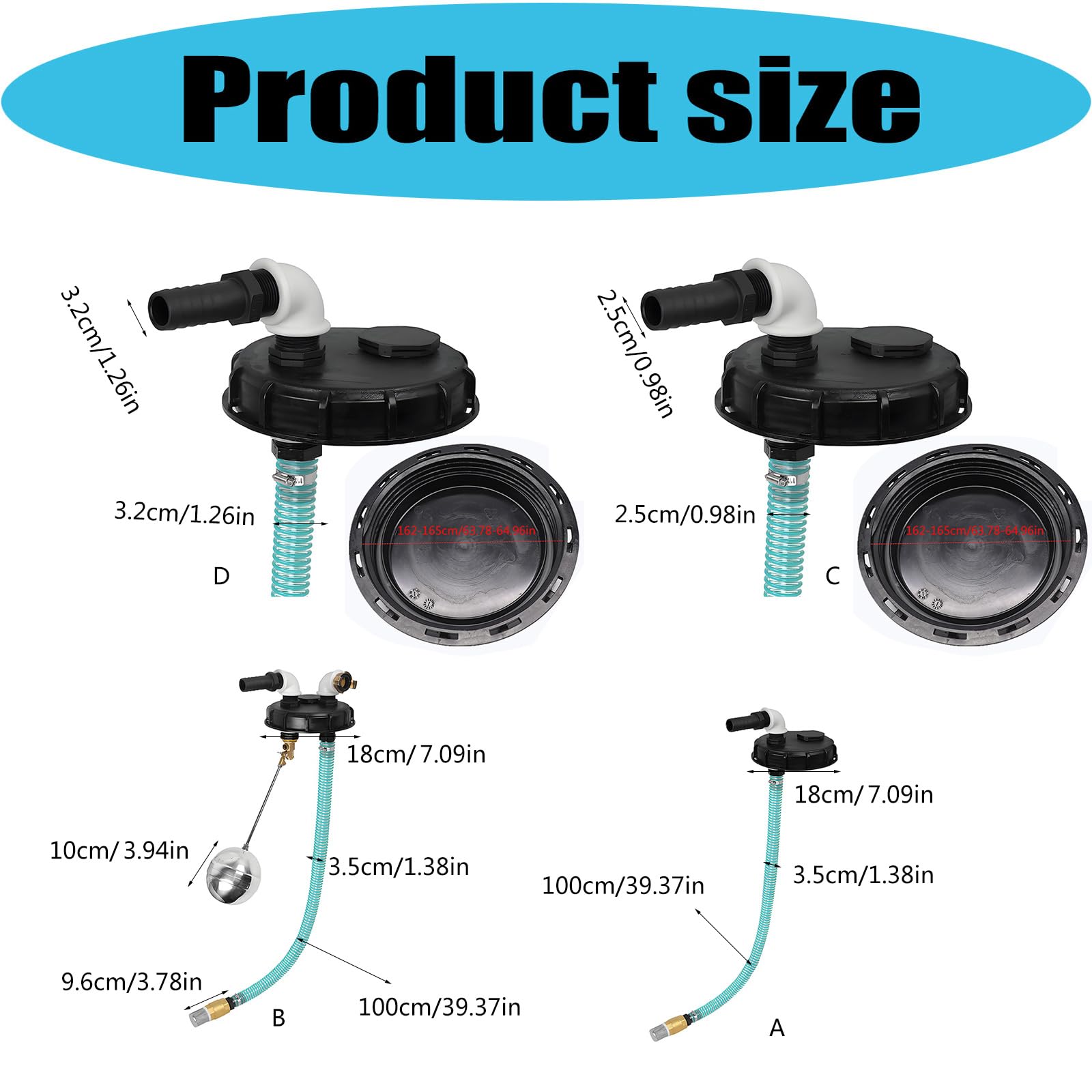 Conjunto de conector de riego con salida de manguera para riego de jardín al aire libre y uso doméstico DN150 PP tapa de rosca redonda