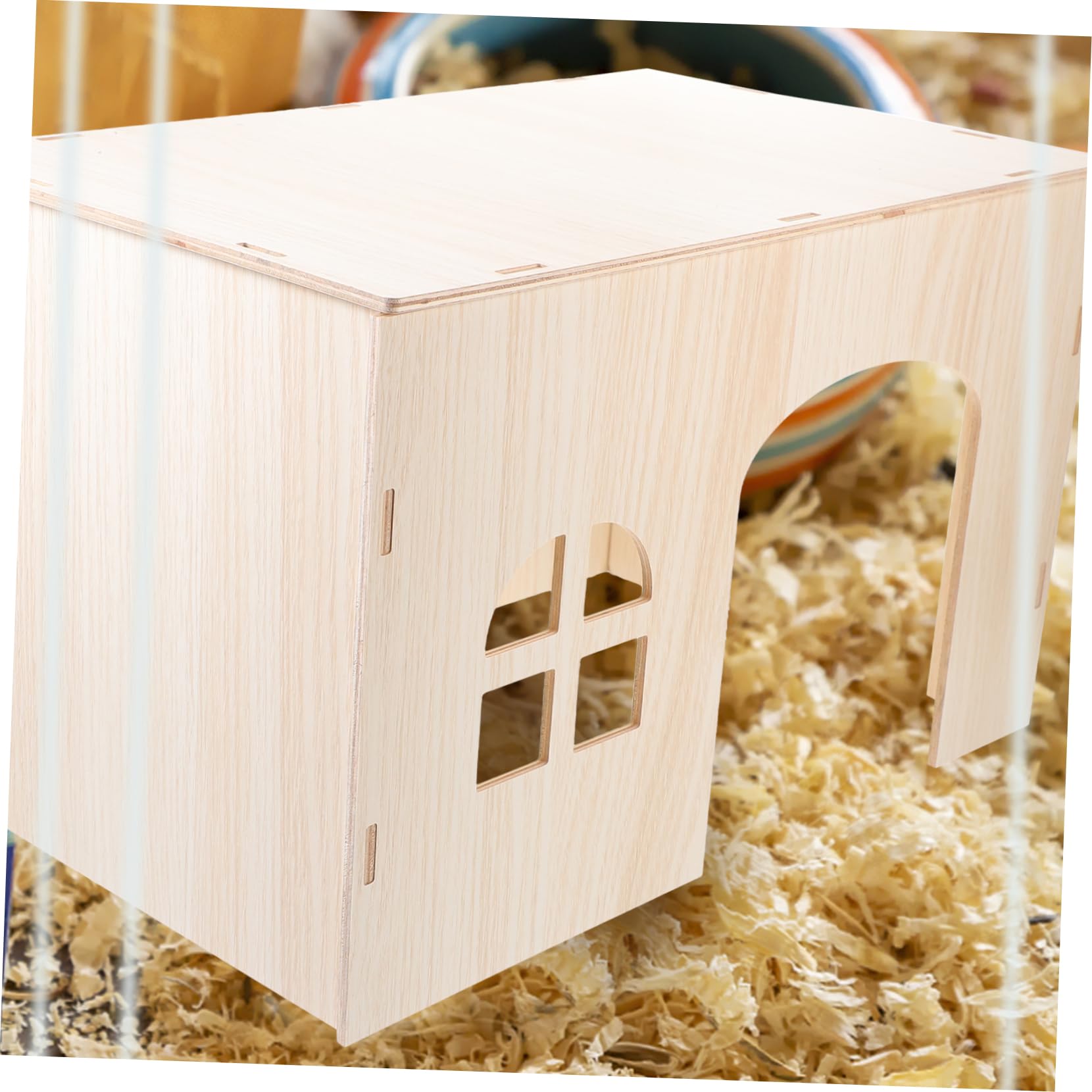 Mipcase Casetta in Legno Beige per Scoiattoli e Conigli Nido Robusto, Rifugio Sicuro e Accogliente per Piccoli Animali, in Gabbia