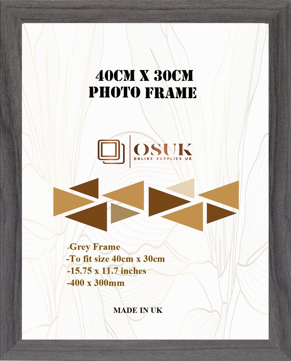 Frame Eazy Grey Osuk 30X40cm Picture Frame - 40 X 30Cm Photo Frames With Safe Perspex Front & Wall Hanging Hooks - 40Cm X 30Cm Poster Frames