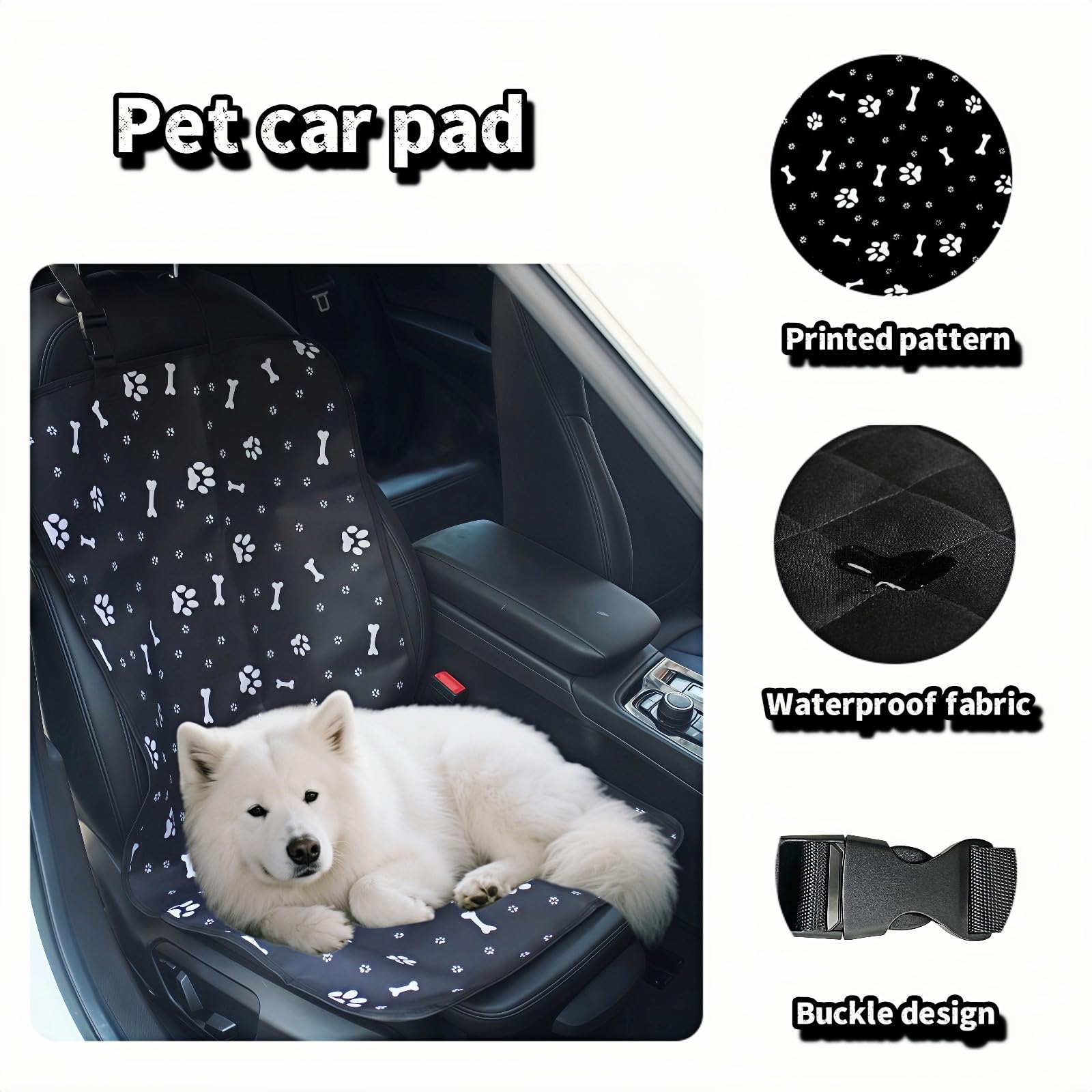 Waterproof Pet Car Seat Cover for Dogs&Cats,Non-Slip Oxford Fabric Hammock,Easy Clean Travel Mat for Front & Back Seat, Adjustable Buckle Design,19.29x17.3 Inch,Heavy Duty Dog Car Seat Protector - image 2