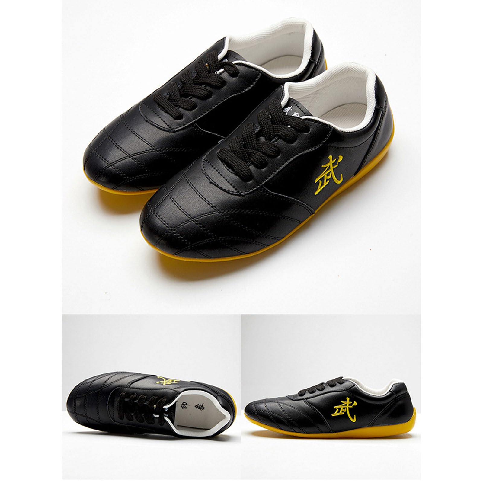 Arts Martiaux Kung Fu Baskets Cuir,Chaussures de Taichi,Chaussures Art Martiaux,Chaussures de Taekwondo,pour Homme et Femme,Unisexe,Léger,Non Slip,Respirant,pour Marche Fitness