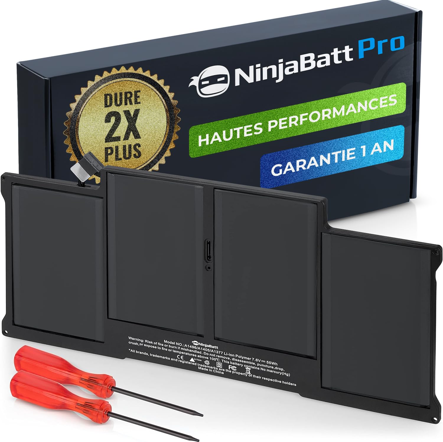 NinjaBatt Batterie pour MacBook Air 13" A1466 A1496 A1369 A1405 A1377
