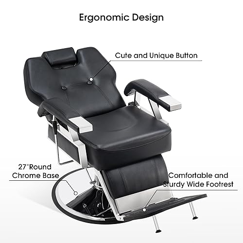 Miniatura 9 de BarberPub Silla de peluquería reclinable de alta resistencia Silla hidráulica multiusos para estilista de peluqueros Spa Beauty Shampoo Equipment