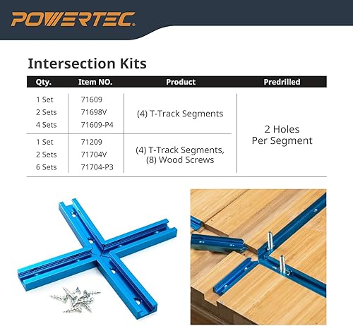 Miniatura 9 de POWERTEC 71067V - Perfil de doble corte universal en T con agujeros de montaje preperforados 48 pulgadas 1 paquete
