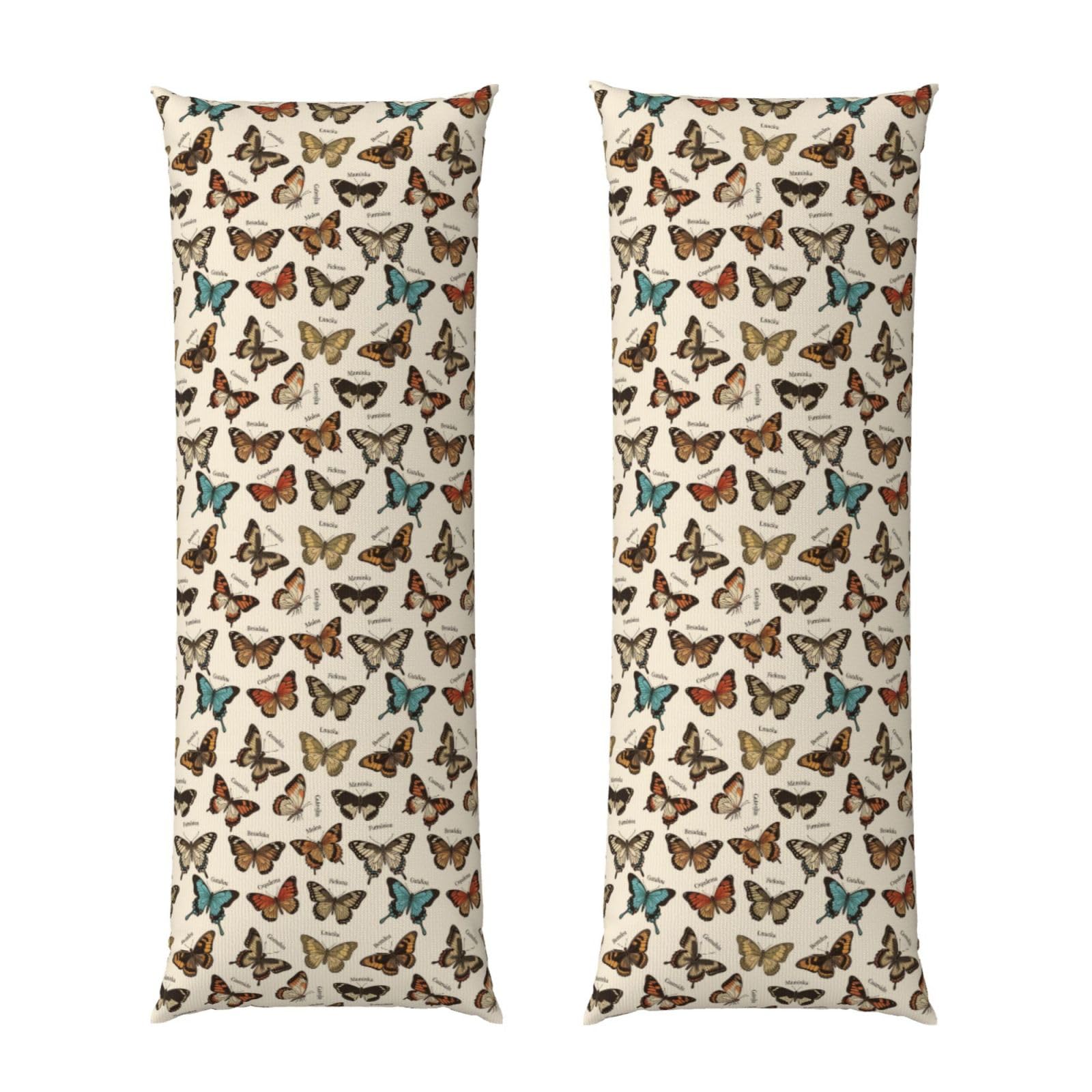 Body Pillow Cover 20x54 Inch, Butterflies Realistic Butterfly, Silky Soft Long Pillowcase with Hidden Zipper, Wrinkle Resistant Cushion Case for Couch Bed Home