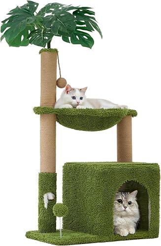 Woochpet 37'' Cat Tree Tower for Indoor Cats Multi-Functional Comfy Cat Bed - with Sturdy Scratching Post, Cozy Hammock for Kittens and Small Cats,Cute Cat Tower with Fun Mouse Hole and Toy Ball