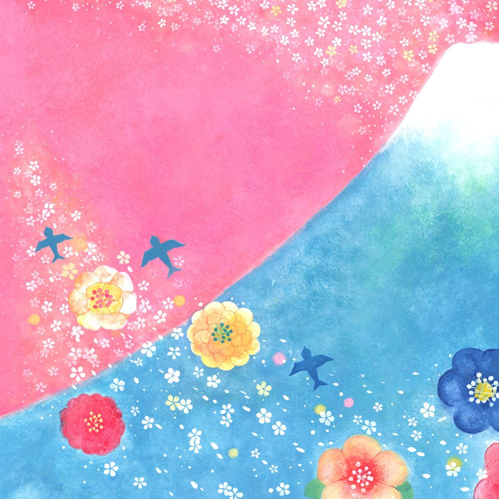 Amazon.co.jp: 絵画 富士山の絵 花 「歓びの空へ」 山の絵 玄関 風水