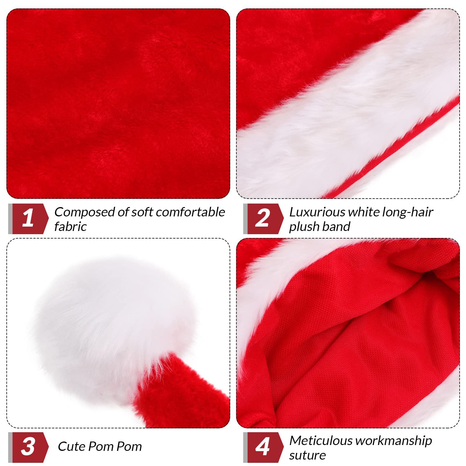 KONVINIT Cappello Natale,Cappello Babbo Natale Adulti,Cappello Babbo Natale Lungo,Cappello Babbo Natale Peluche per uomo e donna