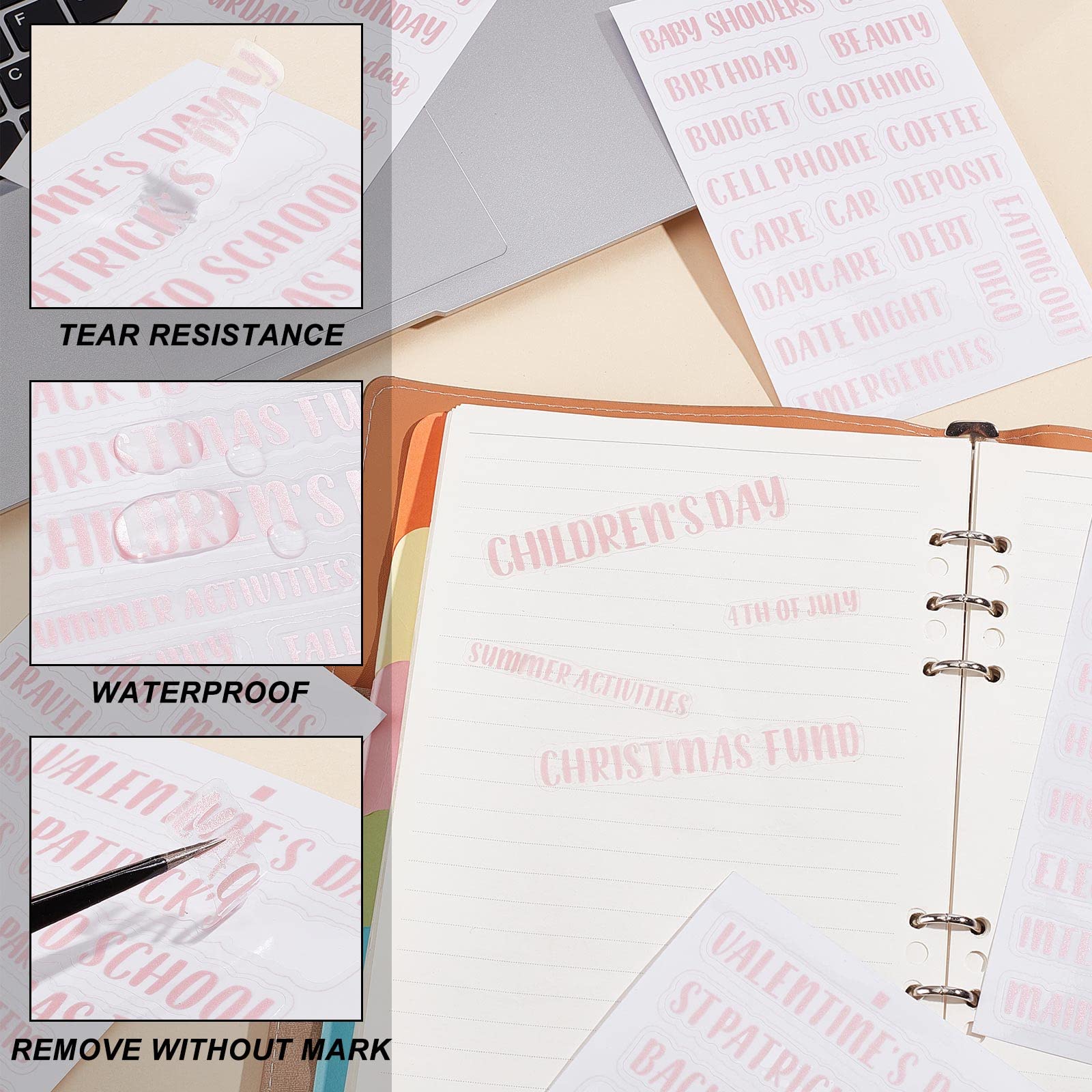 GORGECRAFT 117 Stukken Cash Envelope Labels Stickers Budget Planner Roze Vinyl Envelop Decals Geld Organizer Voor Besparen