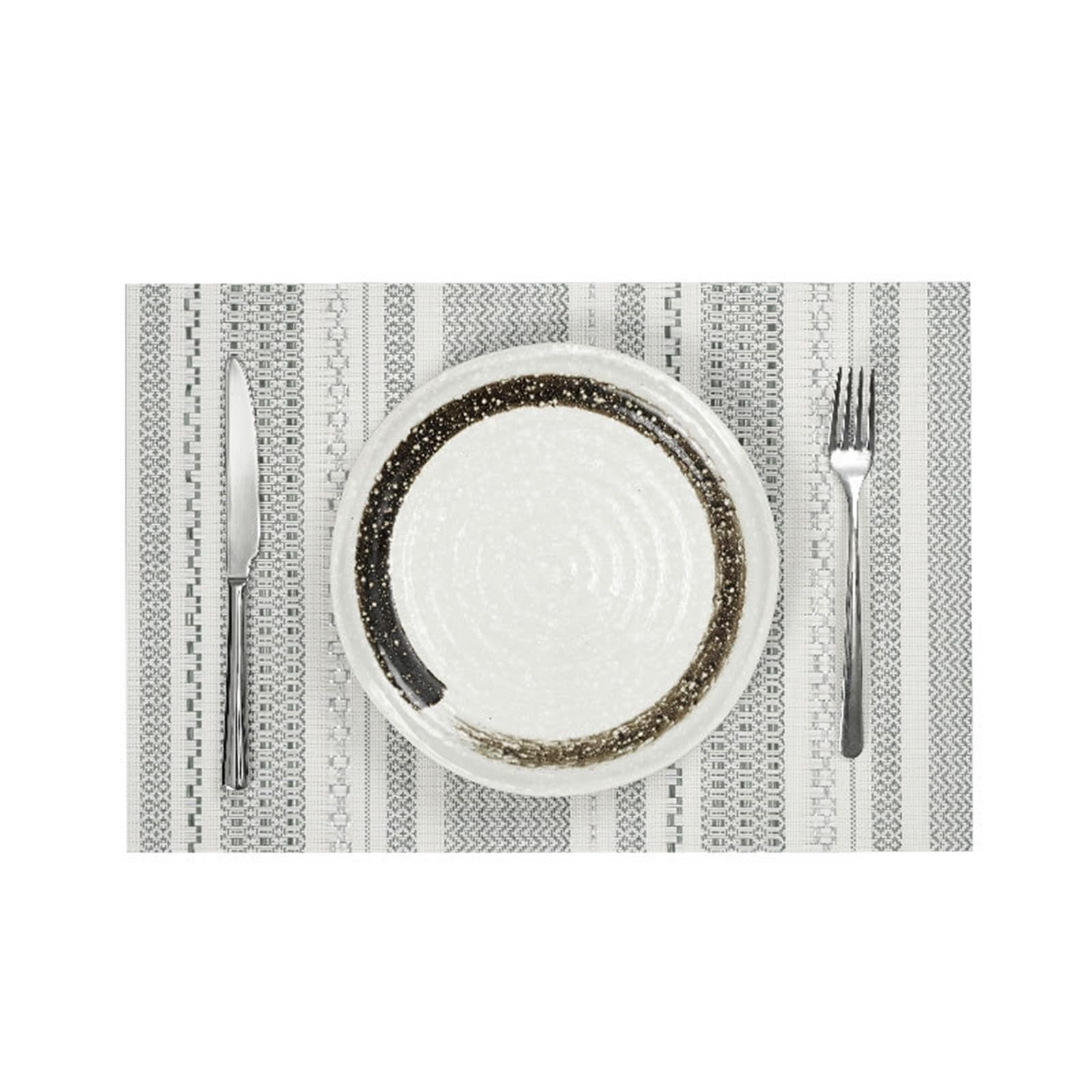 KnSam Juego de 6 manteles individuales navideños cuadrados, de PVC, lavable, diseño geométrico a rayas antideslizantes, color verde oscuro para cocina, 30 x 45 cm