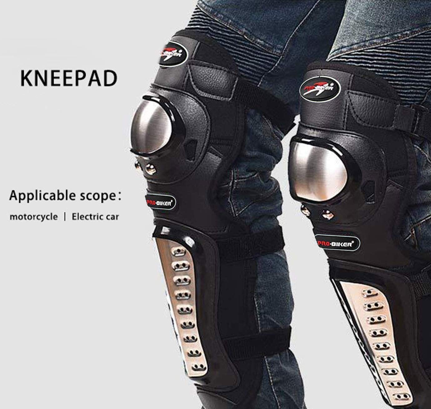 Pivalo PVPBKG4 Adjustable Alloy Steel Knee & Elbow Guards - Unisex Armor Protection Gear for Riders, Outdoor Sports Shin Guard (Black Pack of 4) - Image 6 thumbnail