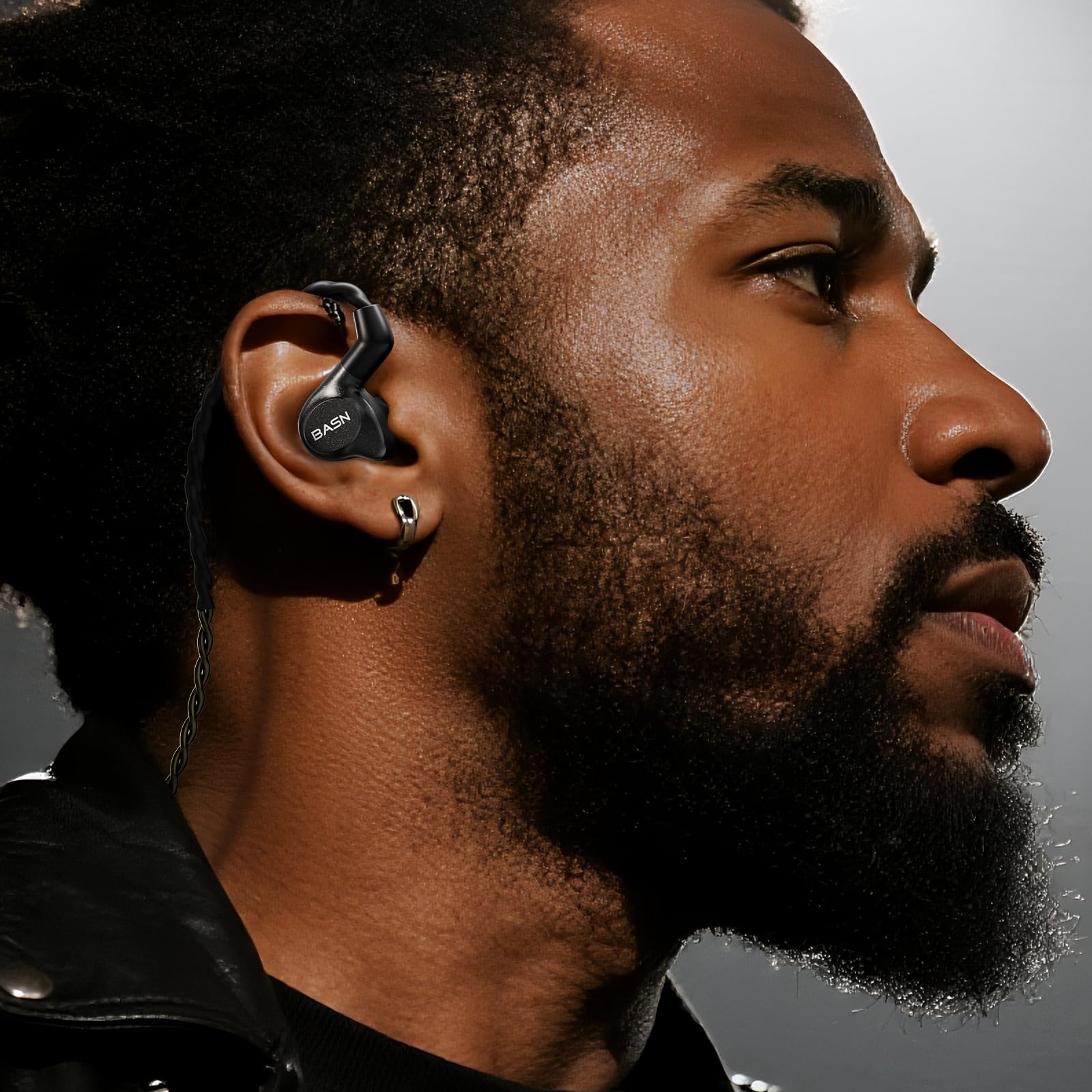 BASN Metalen 4 Treiber In-Ear-Monitor-Kopfhörer, geräuschisolierende IEMs mit tiefem Bass, für Musiker, Sänger, Schlagzeuger, Bassisten (schwarz)