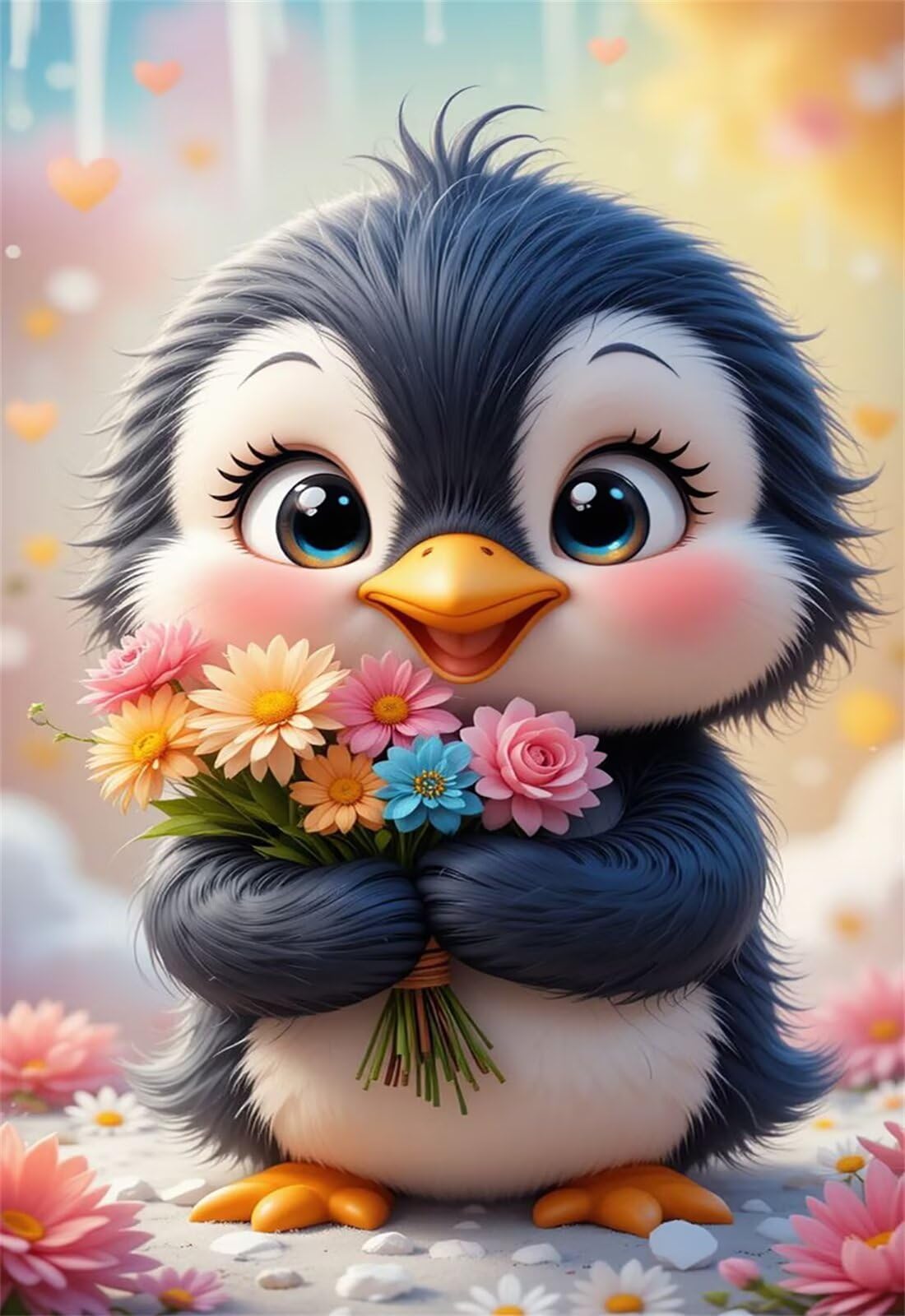 Puzzle 2000 Pièces Adultes Pingouin Fleurs, Défis Amusants Parfait pour la Détente Créativité, Puzzle 2000 Pieces 100 x 70 cm