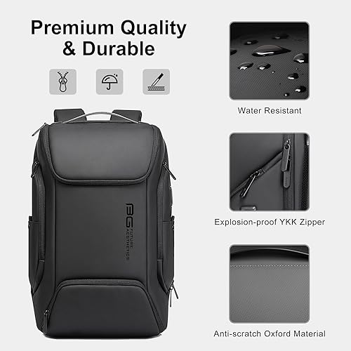 Miniatura 6 de Mochila para computadora portátil para hombres 20L Bolsa de negocios 17.3 "Bolsa de computadora con puerto de carga USB, Gris, Computadora portátil