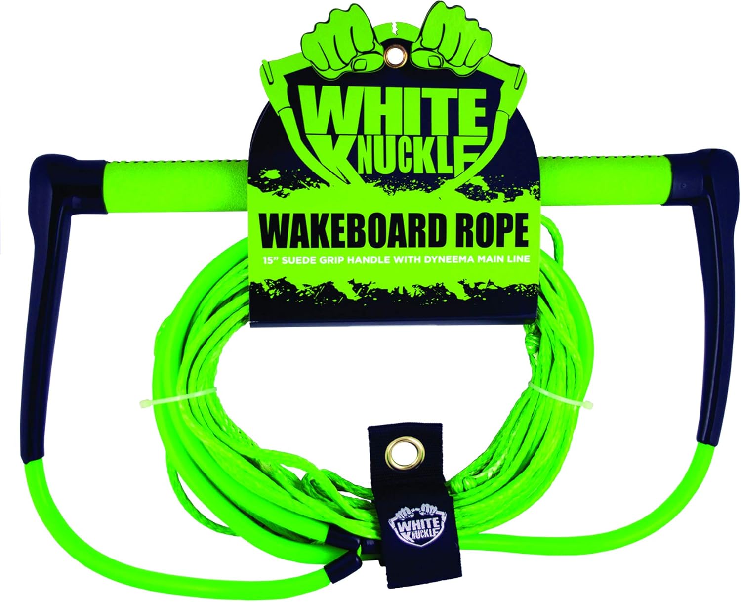 White Knuckle Wake Board Rope, 75ft, Dyneema Mainline, 1500lb Breaking Capacity, 16 Strands